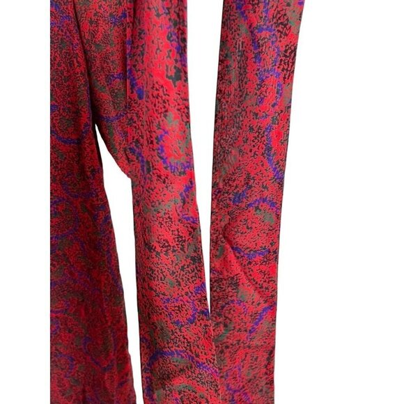 Retro Floral Dress MP Red Belted Paisley Midi Boho Western 80s Resort Mod Chic - Picture 7 of 13